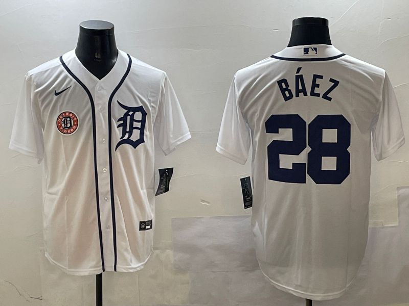 Men Detroit Tigers #28 Baez White Game 2025 Nike MLB Jersey style 4->detroit tigers->MLB Jersey